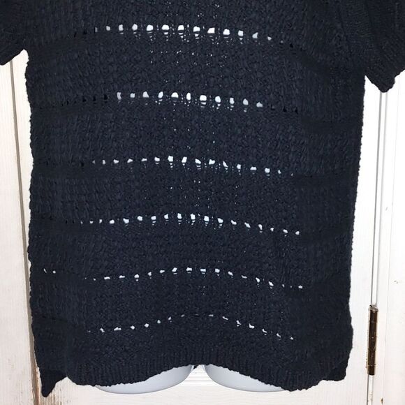Ann Taylor Navy short sleeve cable knit sweater  Sz XL - Picture 2 of 5